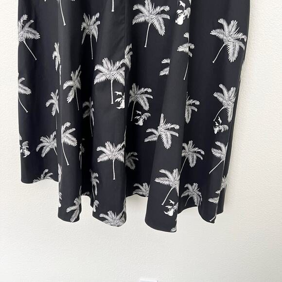 [Ann Taylor] Black White Tropical Palm Tree Pleated Maxi Skirt NWT Pockets Sz 16 - Picture 6 of 12